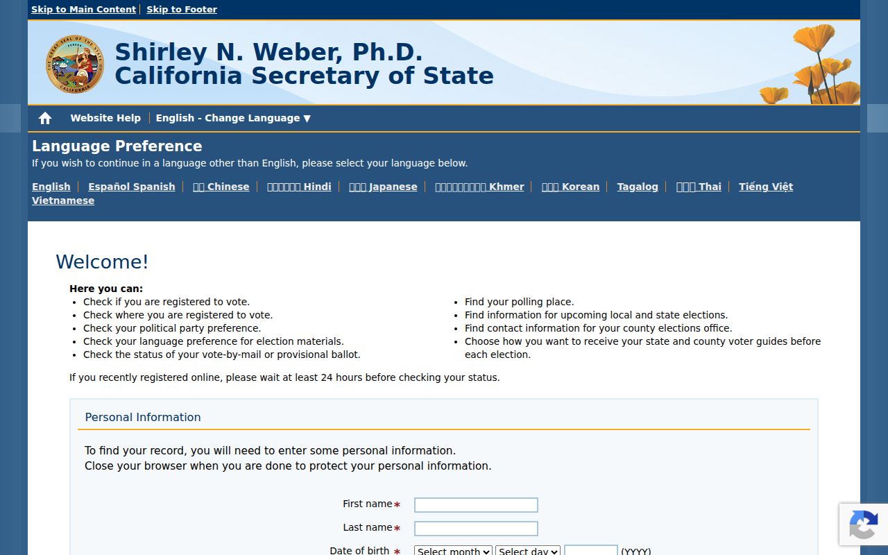 Campbell resident lookup voter registration status form